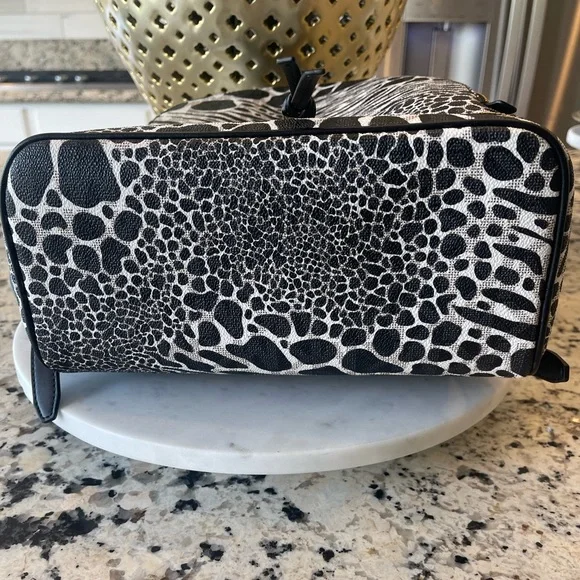 Michael Kors RheaBlack White MK Signature Zebra Medium Backpack